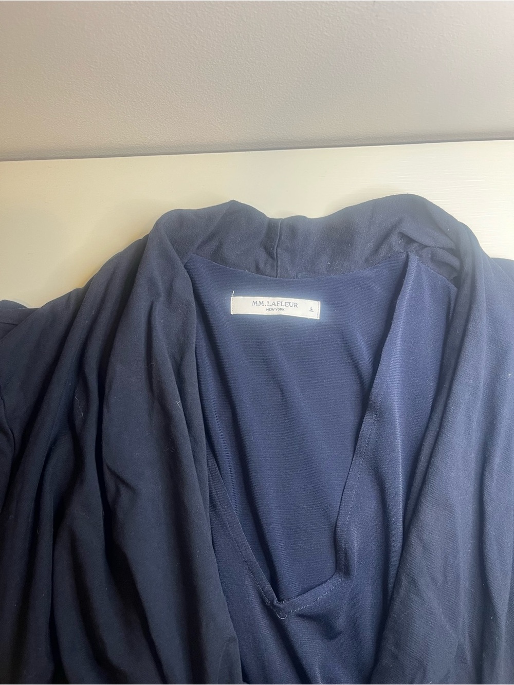 Mm Lafleur Navy Wrap-Style Dress- large - Picture 8 of 9